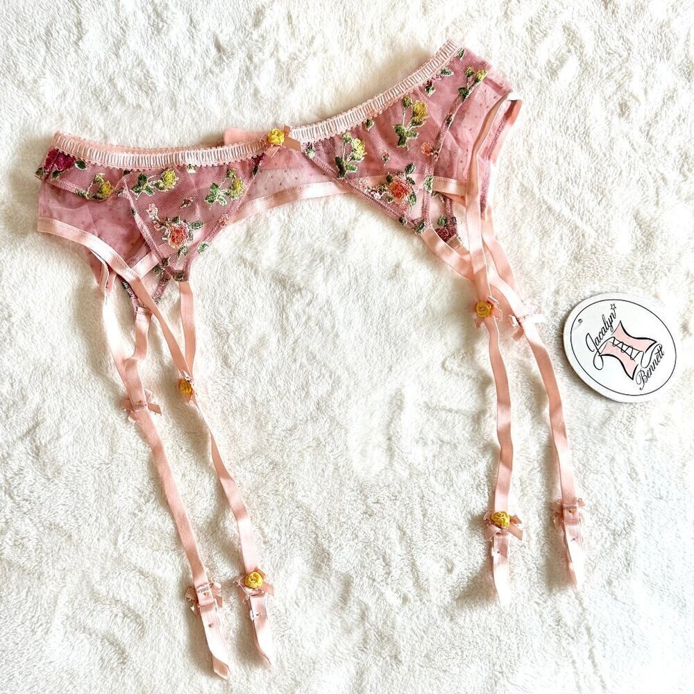 NWT For Love & Lemons Eloise Roses Floral Garter Belt - Small